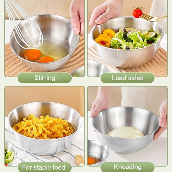 16cm 304 Stainless Steel Cooking Basin With Scale Thickening Mixing Basin Salad Bowl - Image 10