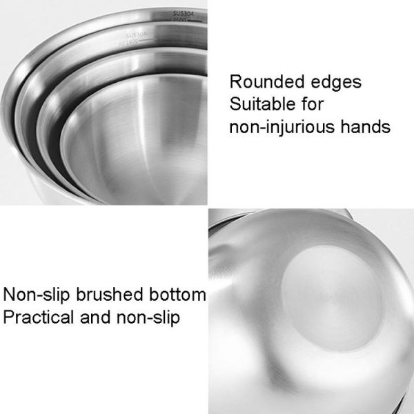 16cm 304 Stainless Steel Cooking Basin With Scale Thickening Mixing Basin Salad Bowl - Image 3
