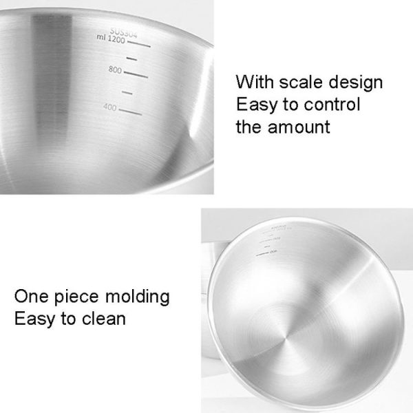 16cm 304 Stainless Steel Cooking Basin With Scale Thickening Mixing Basin Salad Bowl - Image 4