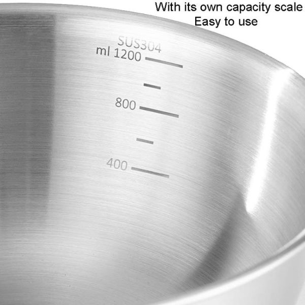 16cm 304 Stainless Steel Cooking Basin With Scale Thickening Mixing Basin Salad Bowl - Image 5
