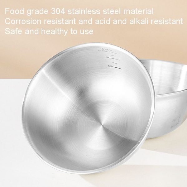 16cm 304 Stainless Steel Cooking Basin With Scale Thickening Mixing Basin Salad Bowl - Image 6