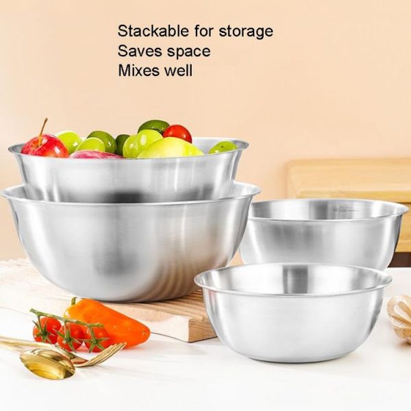 16cm 304 Stainless Steel Cooking Basin With Scale Thickening Mixing Basin Salad Bowl - Image 7