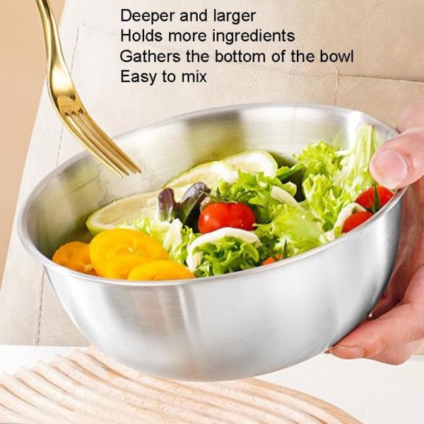 16cm 304 Stainless Steel Cooking Basin With Scale Thickening Mixing Basin Salad Bowl - Image 8
