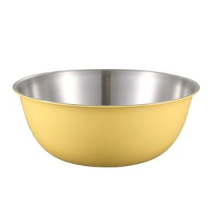 304 Stainless Steel Food Grade Dishes Bowl Kitchen Baking Stirring Bowl Vegetables Sandwood Basin, Size: 19cm (Yellow)