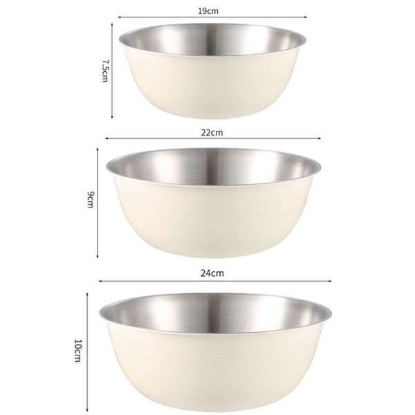 304 Stainless Steel Food Grade Dishes Bowl Kitchen Baking Stirring Bowl Vegetables Sandwood Basin, Size: 19cm (Yellow) - Image 3