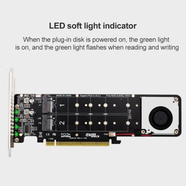 PCI-E X16 to M.2 M-key NVME X4 SSD RAID Array Expansion Adapter Support 2242 / 2260 / 2280 / 22110 (PH44Plus) - Image 12