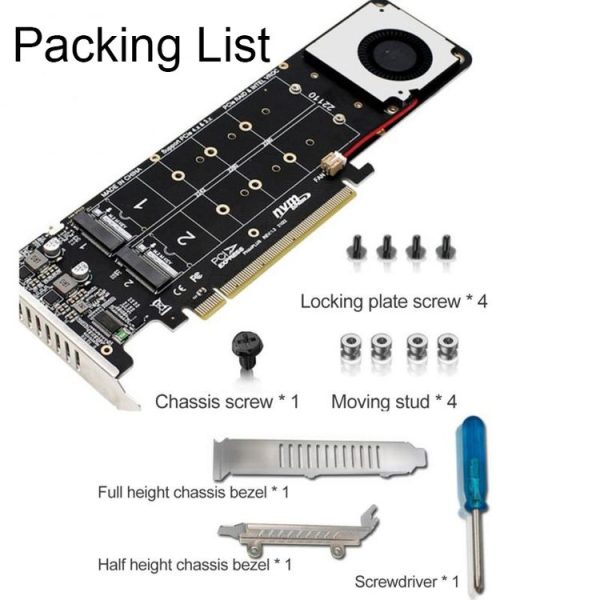 PCI-E X16 to M.2 M-key NVME X4 SSD RAID Array Expansion Adapter Support 2242 / 2260 / 2280 / 22110 (PH44Plus) - Image 13