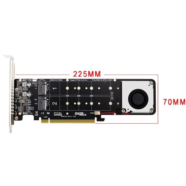 PCI-E X16 to M.2 M-key NVME X4 SSD RAID Array Expansion Adapter Support 2242 / 2260 / 2280 / 22110 (PH44Plus) - Image 3
