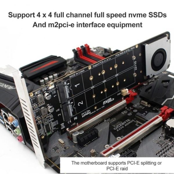 PCI-E X16 to M.2 M-key NVME X4 SSD RAID Array Expansion Adapter Support 2242 / 2260 / 2280 / 22110 (PH44Plus) - Image 6