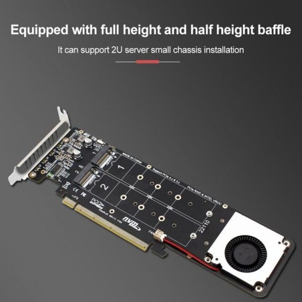PCI-E X16 to M.2 M-key NVME X4 SSD RAID Array Expansion Adapter Support 2242 / 2260 / 2280 / 22110 (PH44Plus) - Image 7