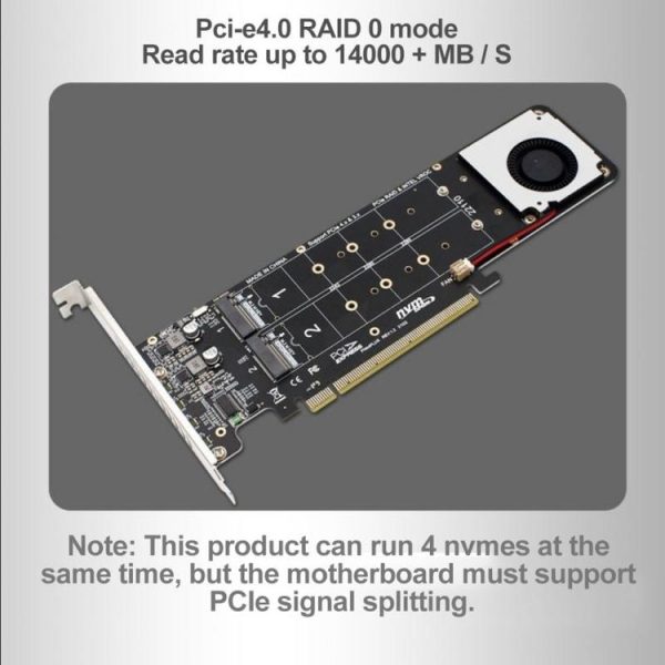 PCI-E X16 to M.2 M-key NVME X4 SSD RAID Array Expansion Adapter Support 2242 / 2260 / 2280 / 22110 (PH44Plus) - Image 9
