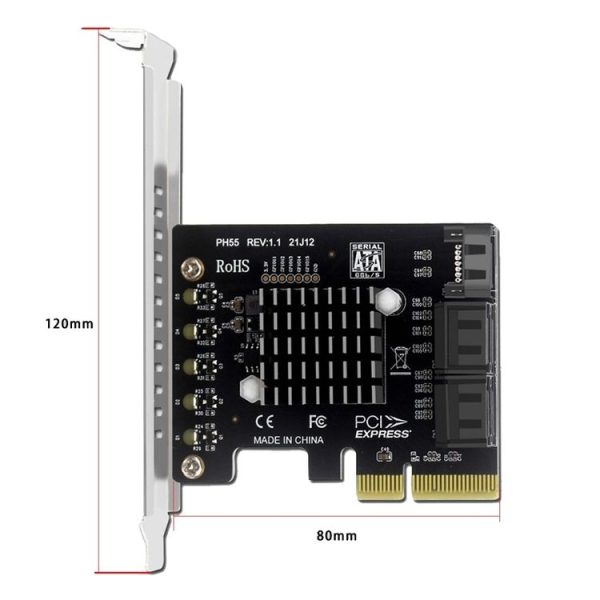 PCI-E To 5 SATA 3.0 Expansion Card (Full High Baffle) - Image 2