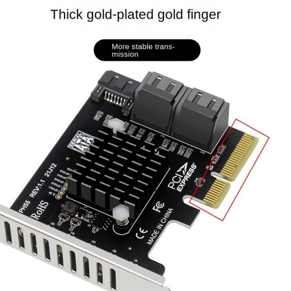 PCI-E To 5 SATA 3.0 Expansion Card (Full High Baffle) - Image 4