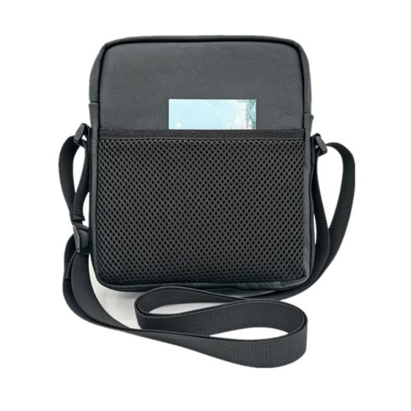 8 Inch Leather Shoulder Mobile Phone Messenger Bag Casual Water Bottle Bag (Black) - Image 6