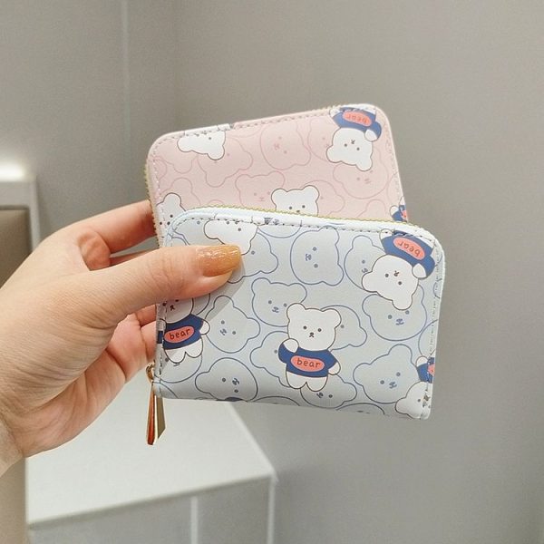 Mini Cartoon Cute Bear Print Multi-slot Anti-degaussing Card Holder (Pink) - Image 3