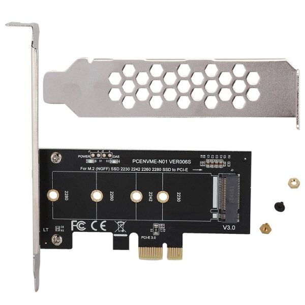 PCI-E 1X To M.2 NVME KEY-M SSD Riser Card Adapter With Baffle - Image 5