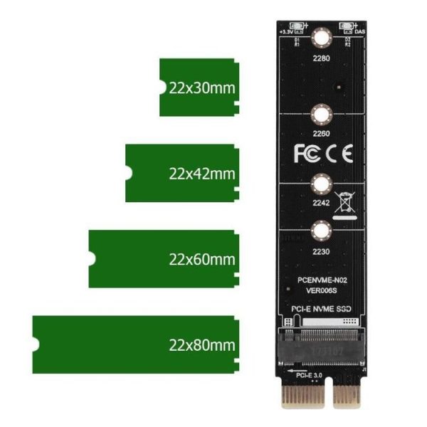 PCI-E 1X To M.2 NVME KEY-M SSD Riser Card Adapter With Baffle - Image 7