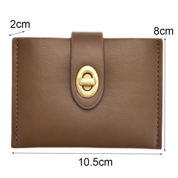 Mini Retro PU Leather Card Bag Multi-Slot Lock Coin Purse (Black) - Image 3