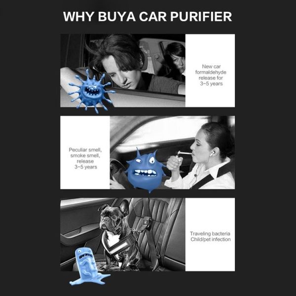 Mini Car Air Purifier Desktop Negative Ion Filter (Black) - Image 11