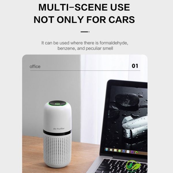Mini Car Air Purifier Desktop Negative Ion Filter (Black) - Image 3