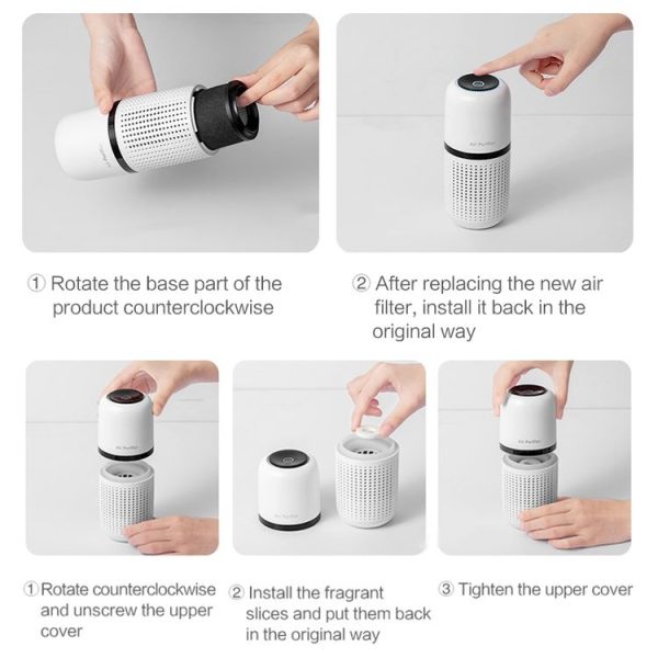 Mini Car Air Purifier Desktop Negative Ion Filter (Black) - Image 5