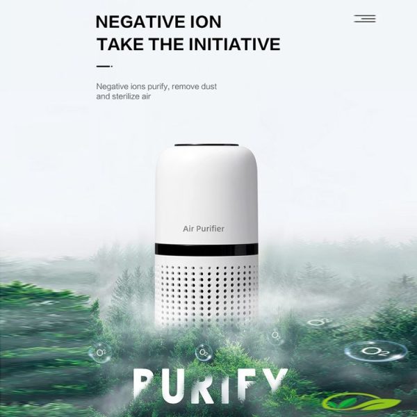 Mini Car Air Purifier Desktop Negative Ion Filter (Black) - Image 6