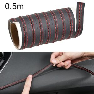0.5m Car Center Console Interior Modification Leather Gap Strip (Black Red)