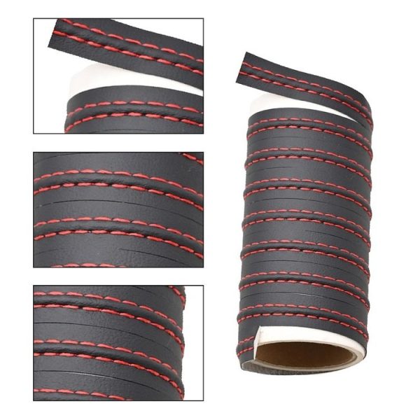 0.5m Car Center Console Interior Modification Leather Gap Strip (Black Red) - Image 3
