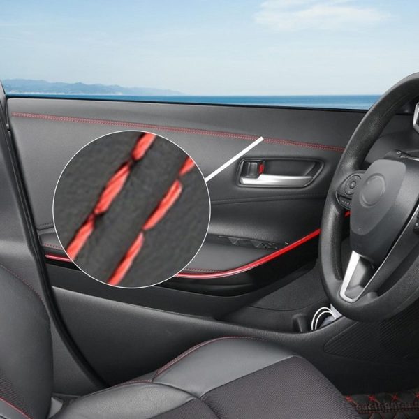 0.5m Car Center Console Interior Modification Leather Gap Strip (Black Red) - Image 4