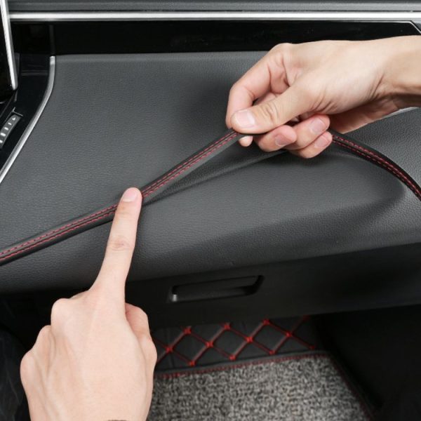 0.5m Car Center Console Interior Modification Leather Gap Strip (Black Red) - Image 5
