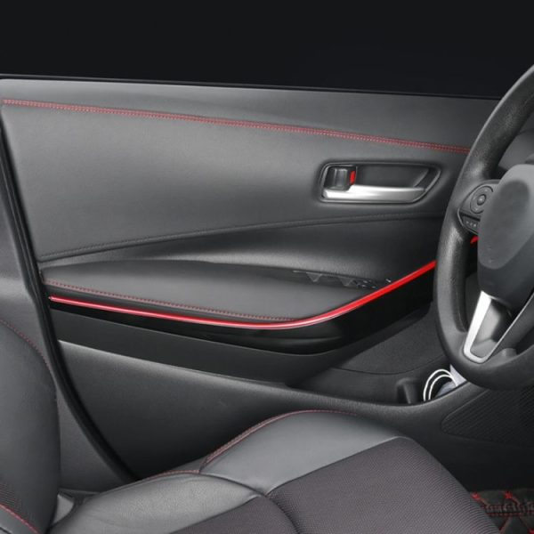 0.5m Car Center Console Interior Modification Leather Gap Strip (Black Red) - Image 6