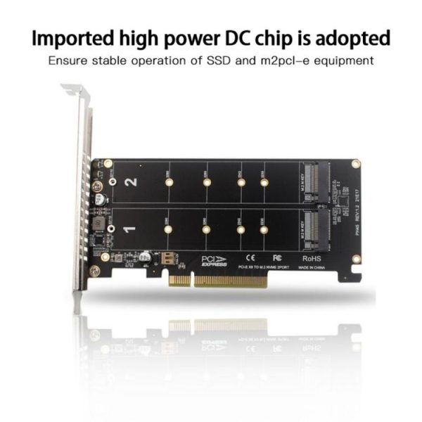 PCI-E X8 Double Disk Transfer Card NVME M.2 MKEY SSD RAID Array Expansion Adapter (PH45) - Image 10