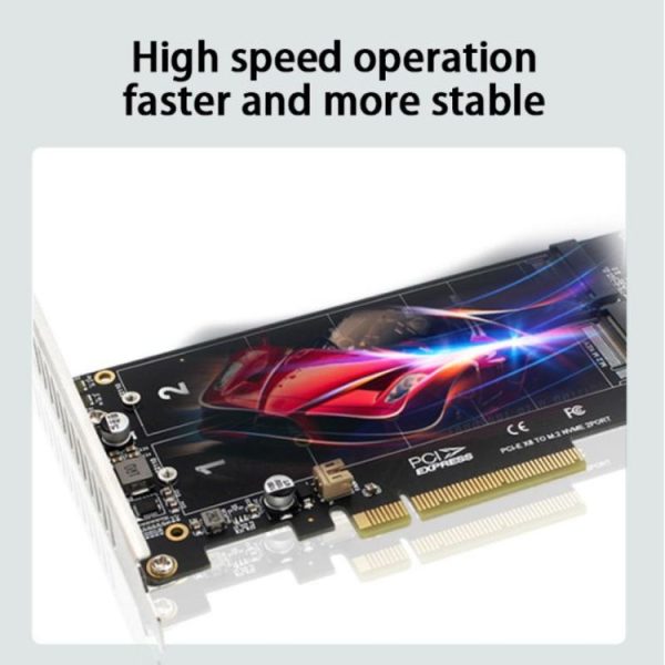 PCI-E X8 Double Disk Transfer Card NVME M.2 MKEY SSD RAID Array Expansion Adapter (PH45) - Image 4