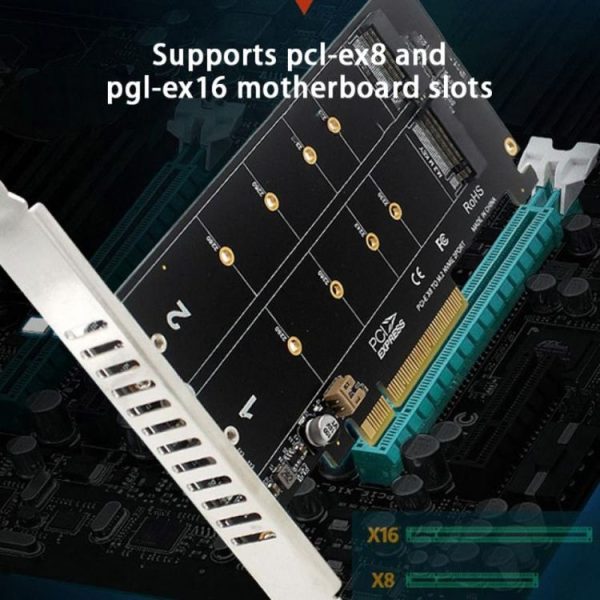 PCI-E X8 Double Disk Transfer Card NVME M.2 MKEY SSD RAID Array Expansion Adapter (PH45) - Image 6