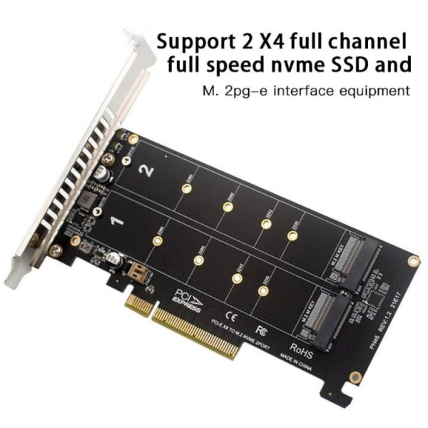 PCI-E X8 Double Disk Transfer Card NVME M.2 MKEY SSD RAID Array Expansion Adapter (PH45) - Image 8