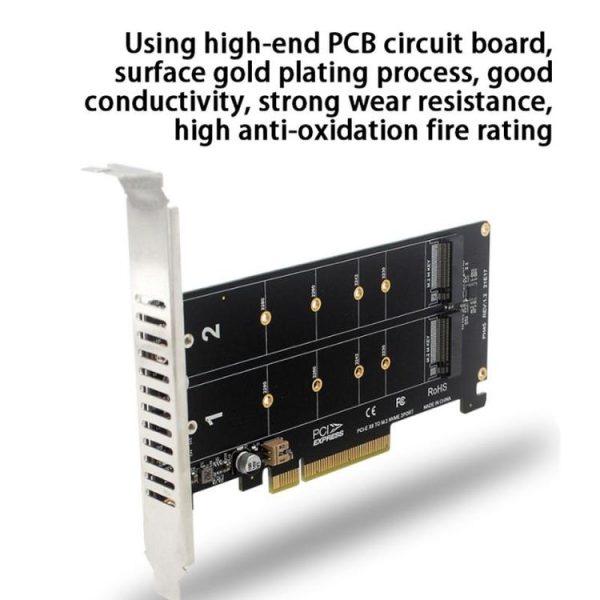 PCI-E X8 Double Disk Transfer Card NVME M.2 MKEY SSD RAID Array Expansion Adapter (PH45) - Image 9