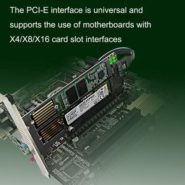 M.2 NVME NGFF SSD To PCIE SATA Dual Disk Conversion Expansion Card Supports MKEY BKEY Wiring (Black) - Image 5