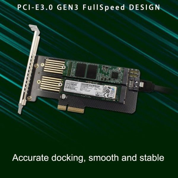 M.2 NVME NGFF SSD To PCIE SATA Dual Disk Conversion Expansion Card Supports MKEY BKEY Wiring (Black) - Image 6