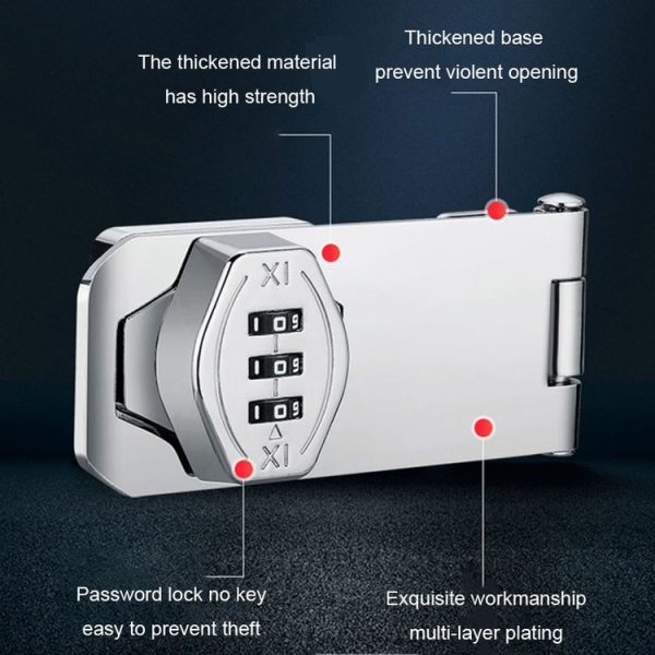 Screw Installation Cabinet Door Combination Lock Anti-Theft Drawer Lock, Style: Three Hole 4 inch Black - Image 7