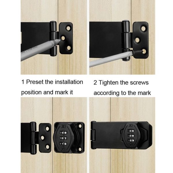 Stick Nail Dual Use Free Punch Cabinet Door Combination Lock Anti-Theft Drawer Lock, Style: Three Hole 4 inch Black - Image 11