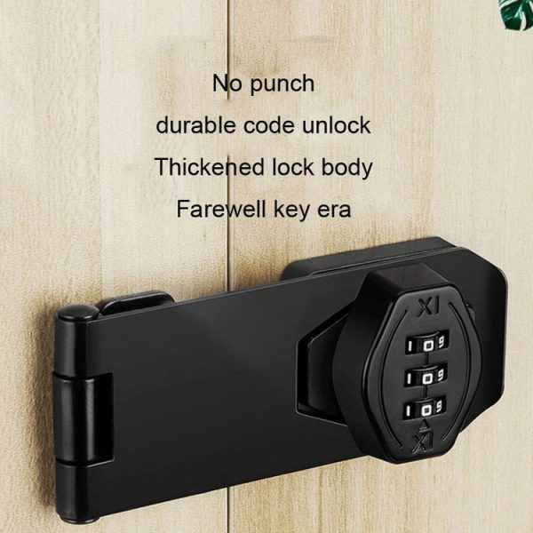 Stick Nail Dual Use Free Punch Cabinet Door Combination Lock Anti-Theft Drawer Lock, Style: Three Hole 4 inch Black - Image 6