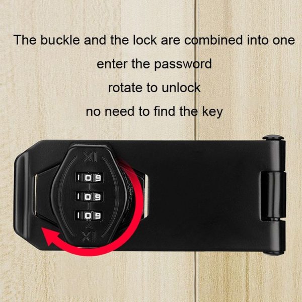 Stick Nail Dual Use Free Punch Cabinet Door Combination Lock Anti-Theft Drawer Lock, Style: Three Hole 4 inch Black - Image 7