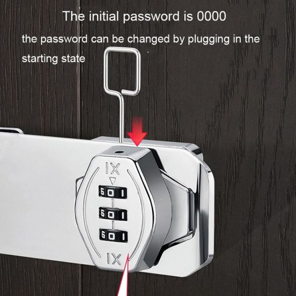 Stick Nail Dual Use Free Punch Cabinet Door Combination Lock Anti-Theft Drawer Lock, Style: Three Hole 4 inch Black - Image 9