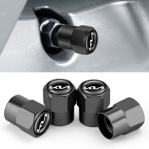 3sets / 12pcs For KIA KN Car Tire Valve Core Decorative Metal Cap (Black)