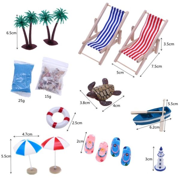 A Style Mini Beach Set Miniature Model Ornament Summer Ocean Simulation Scene Photo Decoration Props - Image 2