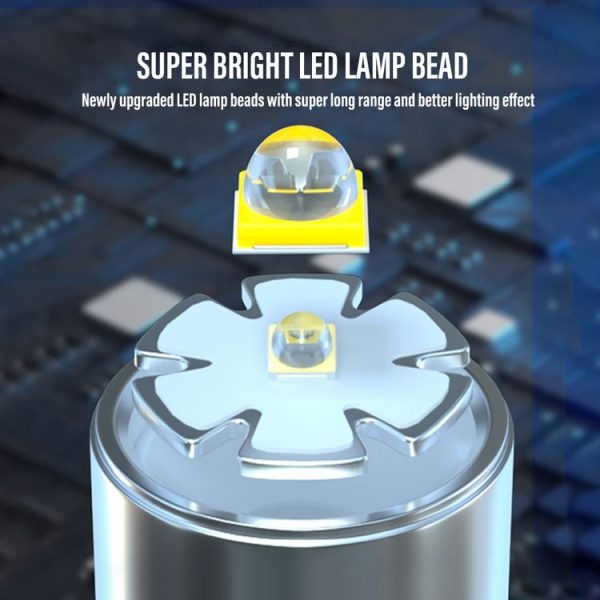 XHP50 Lamp Bead Super Bright LED Flashlight Telescopic Zoom Waterproof Torch With Lampshade - Image 3