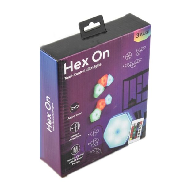 Remote Control Honeycomb Light LED Color Changing Colorful Wall Decoration Light, Shape: Triangular 3pack - Image 10