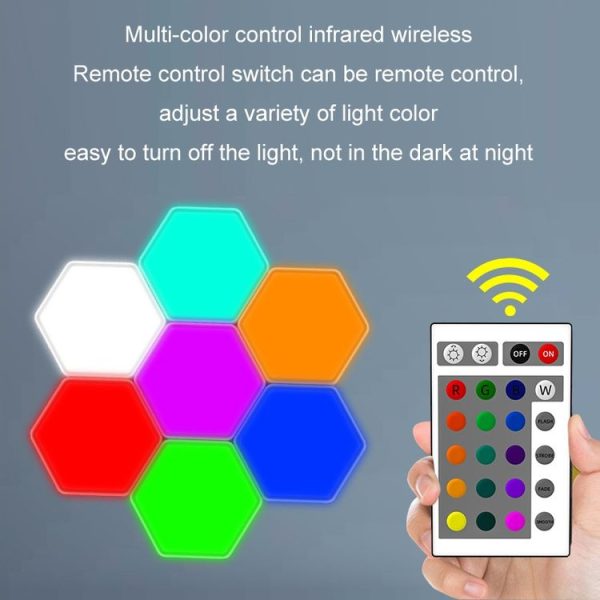 Remote Control Honeycomb Light LED Color Changing Colorful Wall Decoration Light, Shape: Triangular 3pack - Image 5