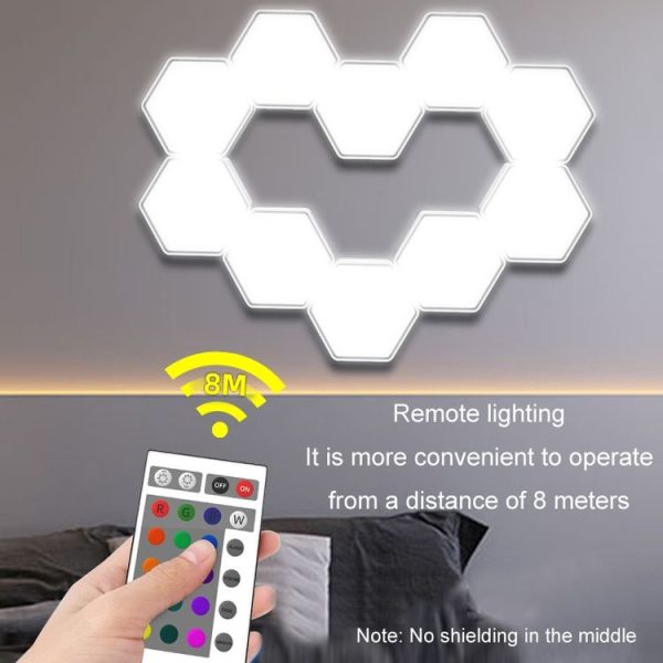 Remote Control Honeycomb Light LED Color Changing Colorful Wall Decoration Light, Shape: Triangular 3pack - Image 6