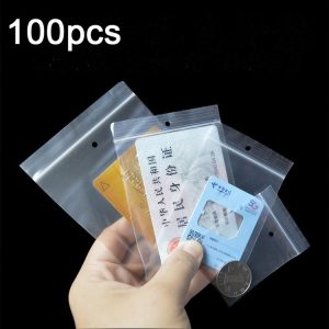 4 x 6cm 100pcs Perforated Ziplock Bag Thickened Transparent Packaging Bag Plastic Sealed Bag (Upper Hole)